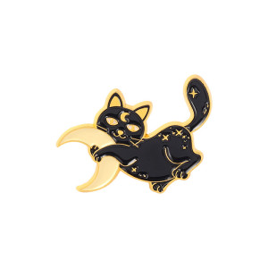 Cat And Moon Enamel Pin Badge