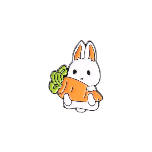 Rabbit with Carrot Enamel Pin Badge