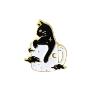 Cat In Mug Enamel Pin Badge 