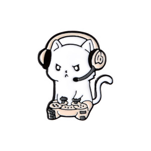 Gamer Cat Enamel Pin Badge