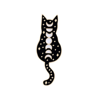 Moon Phases Cat Enamel Pin Badge