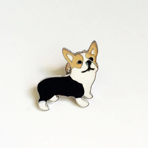 Black and Tan Corgi Enamel Pin Badge