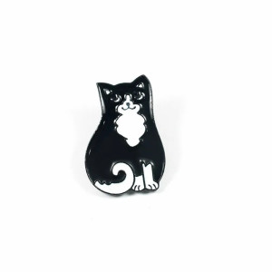 Black And White Cat Enamel Pin Badge