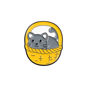 Cat In Basket Enamel Pin Badge