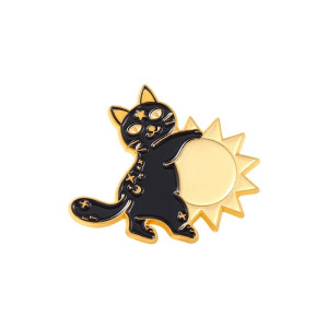 Cat and Sun Enamel Pin Badge UK Stock