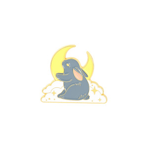 Rabbit And Moon Enamel Pin Badge