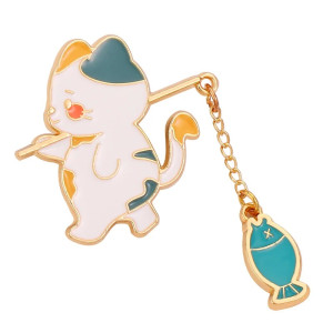 Cat Carrying Fish Enamel Pin Badge