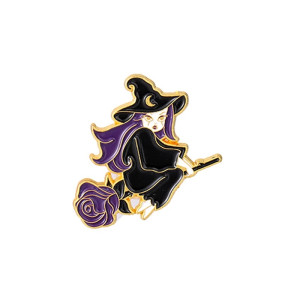 Witch On Broomstick Enamel Pin Badge