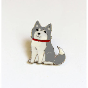 Grey Husky Dog Enamel Pin Badge