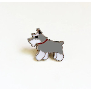 Grey Schnauzer Dog Enamel Pin Badge