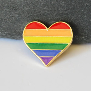 Gay Pride LGBT Rainbow Heart Enamel Pin Badge