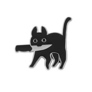 Cat With Knife Enamel Pin Badge