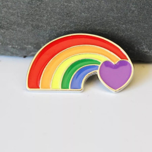 Gay Pride LGBT Rainbow And Heart Enamel Pin Badge