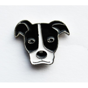 Black and White Pit Bull Dog Enamel Pin Badge