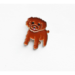 Brown Curly Dog Enamel Pin Badge