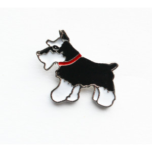 Black and White Schnauzer Dog Enamel Pin Badge