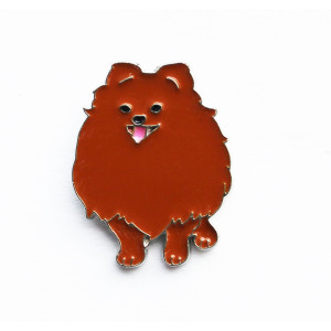 Brown Samoyed Dog Enamel Pin Badge