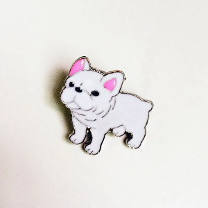 White Bulldog Enamel Pin Badge
