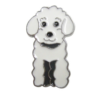 White Poodle Enamel Pin Badge