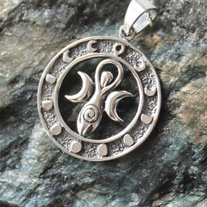 Sterling Silver Moon Phases Goddess Necklace