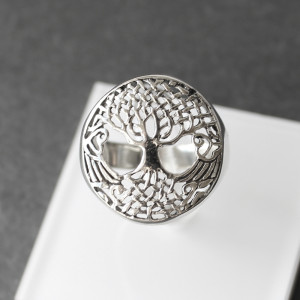 Tree of Life Sterling Silver Ring in Size M