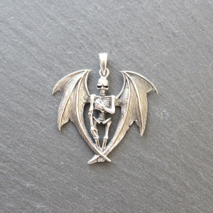Large Angel Of Death Necklace In Sterling Silver