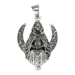 Sterling Silver Seated Moon Goddess Necklace By Dryad Designs