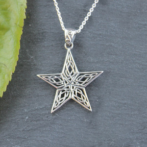 Celtic Knotwork Pentagram Necklace In Sterling Silver By Peter Stone