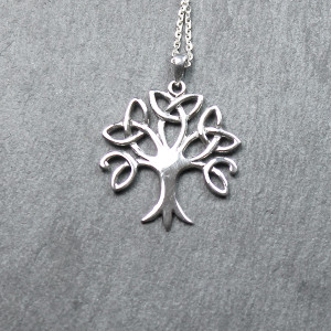 Sterling Silver Tree Of Life Trinity Necklace