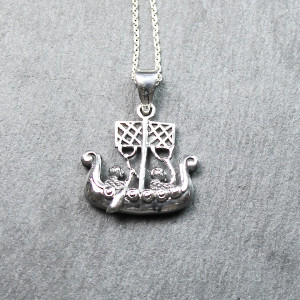 Sterling Silver Viking Ship Necklace