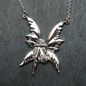 Amy Brown Bashful Fairy Pendant In Sterling Silver by Peter Stone