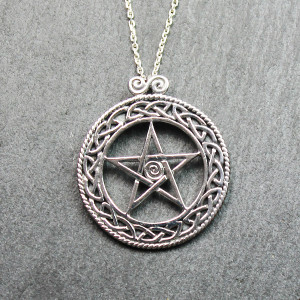 Sterling Silver Pentagram Necklace With Celtic Knot Work By Peter Stone