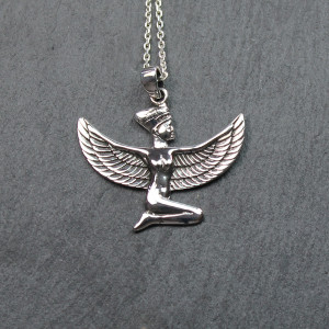 Egyptian Goddess Isis Necklace In Sterling Silver