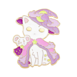 White Witch Cat Enamel Pin Badge