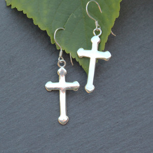 Cross Shaped Earrings In Sterling Silver