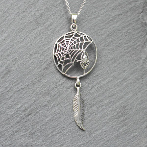 Sterling Silver Spider Dream Catcher Style Pendant By Lisa Parker