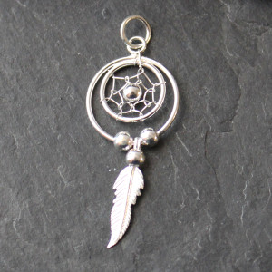 Small Dream Catcher Necklace In Sterling Silver