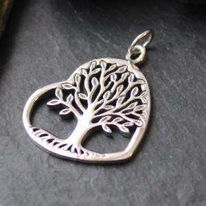 Sterling Silver Tree Of Life In Heart Necklace