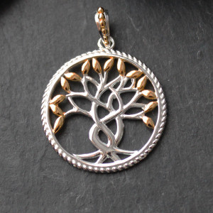 Tree Of Life Necklace In Sterling Silver and Gold Plating