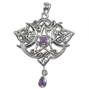 Sterling Silver Heart Pentacle Necklace With Amethyst By Dryad Designs