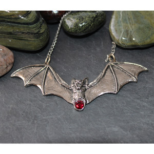 Bat With Crystal Necklace