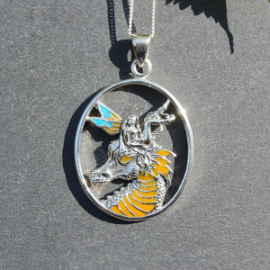 Dragon And Fairy Pendant In Sterling Silver By Peter Stone