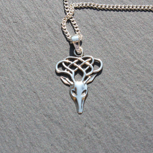 Celtic Deer Necklace In Sterling Silver