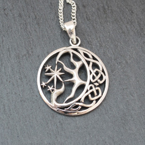 Sun Moon And Stars Necklace In Sterling Silver