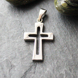 Cross Necklace In Sterling Silver With Cut-Out Design