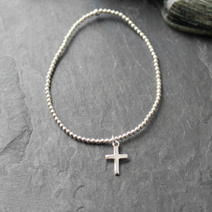 Small Cross Design Bracelet In Sterling Silver
