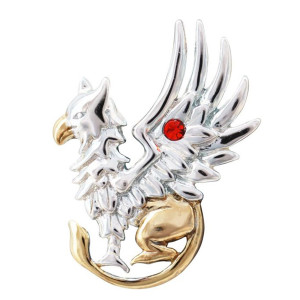 Griffons Gift Necklace By Anne Stokes In Sterling Silver with Gold Highlighting