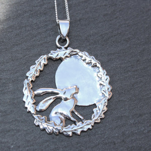 Moon Gazing Hare Necklace In Sterling Silver