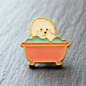 Poodle In Bath Enamel Pin Badge