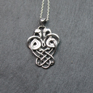 Sterling Silver Celtic Birds Necklace By Peter Stone